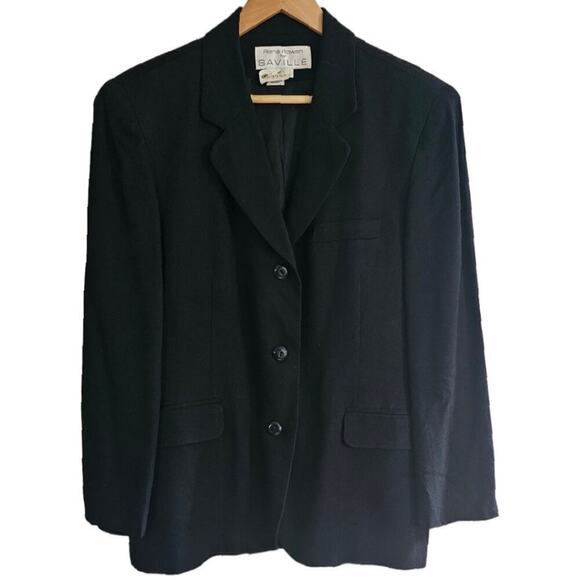 Rena Rowan For Saville Black 3 Button Rayon Blend Blazer Size 14 - Picture 1 of 12